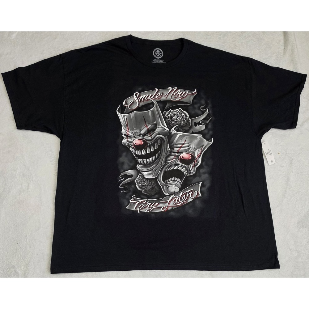 SMILE NOW CRY LATER Shirt Adult 3XL Black Drama Mask Lowrider DOM Tee Mens